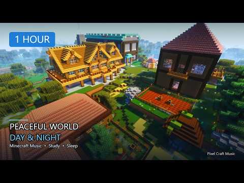 a quiet sunset over a cozy minecraft home — soft music sunset sleep and study mix thumbnail